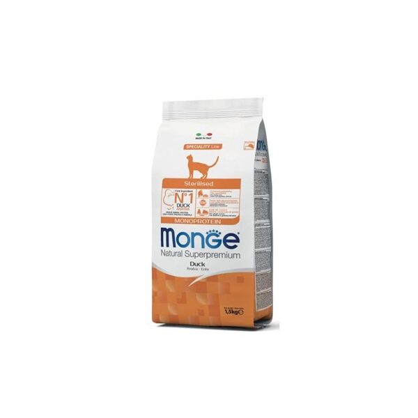 MONGE Sterilised Monoprotein Duck 1,5 kg - - barība kaķiem
