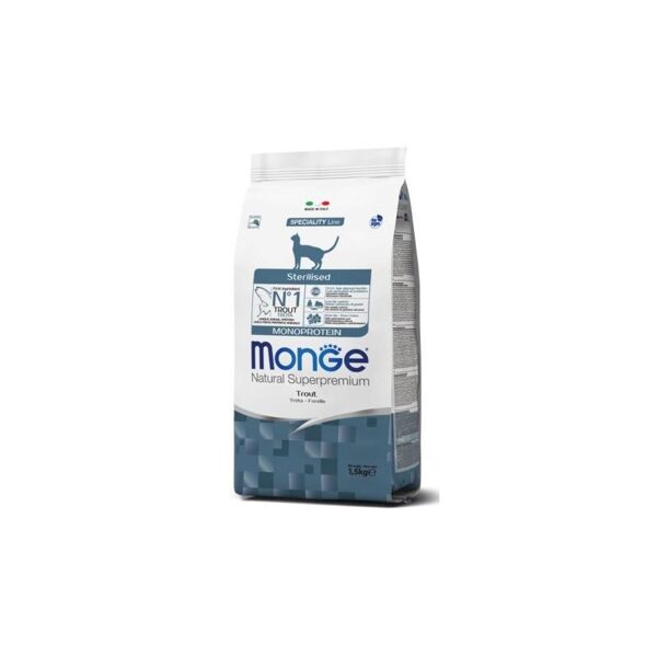 MONGE Sterilised Monoprotein Trout 1,5 kg - - barība kaķiem