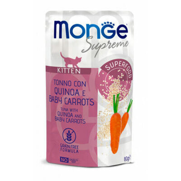 Monge Supreme pouches Tuna with quinoa&baby carrot Kitten 80 g - konservi kaķēniem