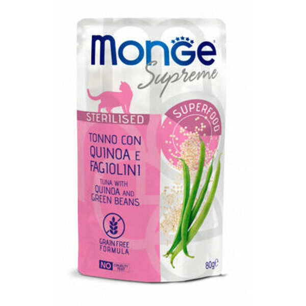 Monge Supreme pouches Tuna with quinoa&green beans Sterilised 80 g - konservi kaķiem