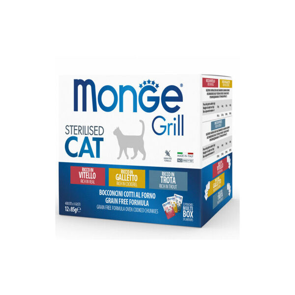 Monge Grill Multipacks Sterilised Veal, Cockerel, Trout 12x85 g 