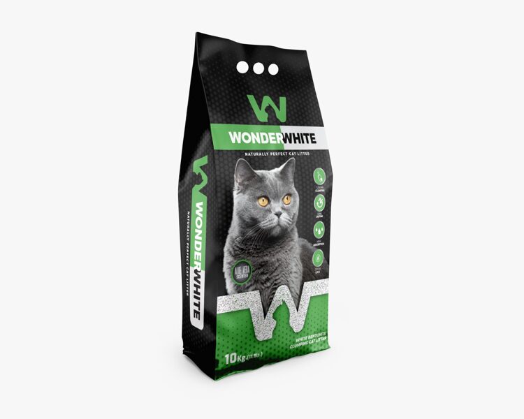 Wonder White  Aloe Vera Scented Bentonite Cat Litter 10kg - Bentonīta kaķu pakaiši  ar alvejas aromātu