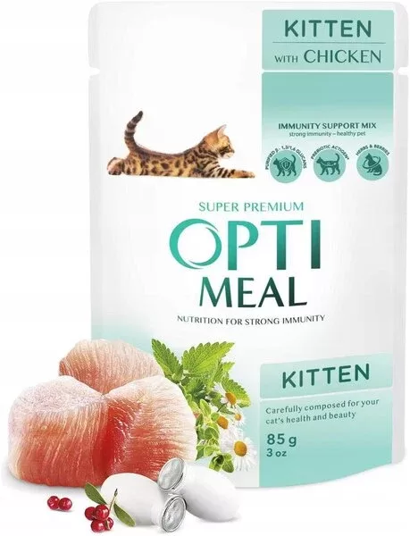 Optimeal Super Premium Kitten Chicken 85g - konservi kaķēniem ar vistu