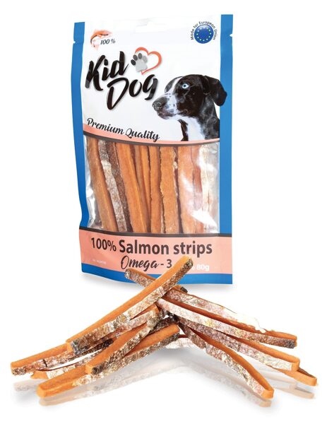 KIDDOG 100 % natural salmon strips 80 g (laša stremelītes)