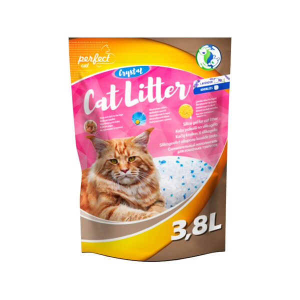 Perfect Cat Cristal 3,8l - silikona smiltis kaķiem (ar lavandu)