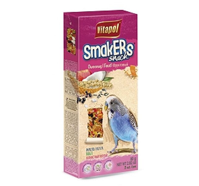Vitapol Fruit Smakers for budgies 2pcs 90g - nūjiņas ar augļiem viļņainajiem papagaiļiem