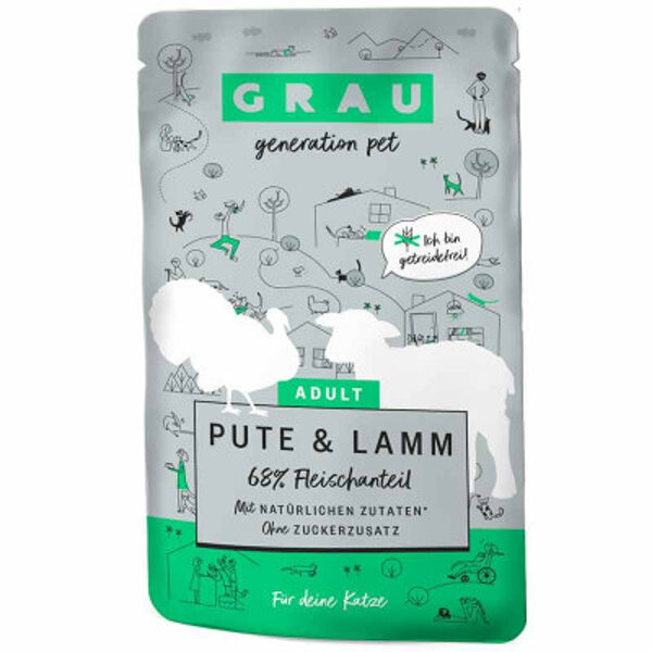 GRAU Pute & Lamm 125g - bezgraudu konservi ar tītaru un jēru