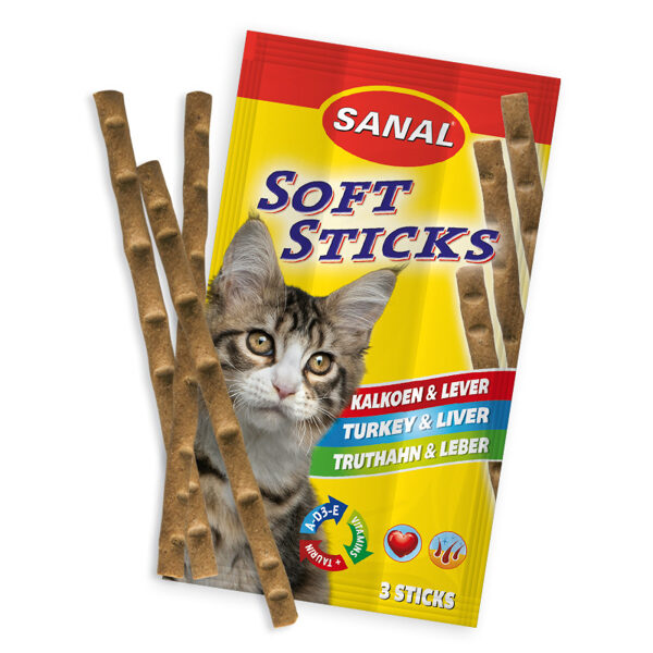 Sanal Soft Sticks Turkey&Liver, 3*5gr - mīksti gaļas kociņi ar tītaru un aknām