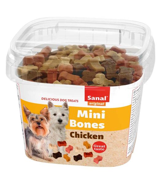 SANAL Mini Bones (1cm), 100g - mīkstie gardumi ar vistu