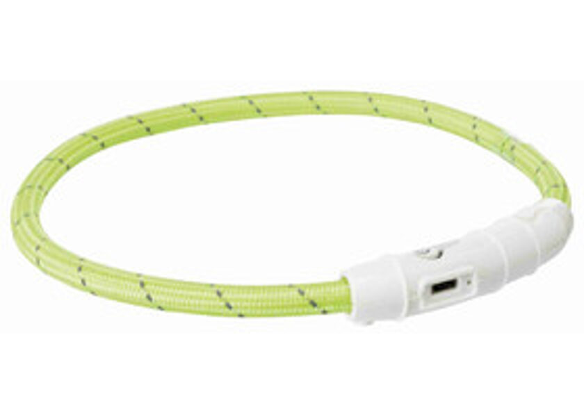 Trixie Flash light ring USB, green, M–L: 45 cm/ø 7 mm - Kaklasiksna suņiem 