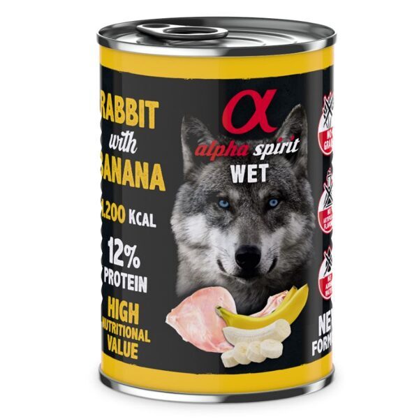 ALPHA SPIRIT WET Rabbit with Banana  400g - Консервы для собак с кроликом и бананами
