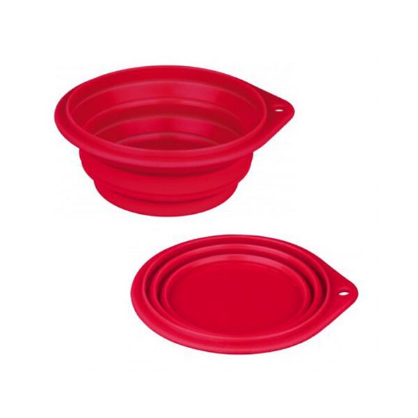 Ceļojumu bļoda no silikona suņiem - Trixie Travel bowl, silicone, solid rim, 1 l / ø 18 cm