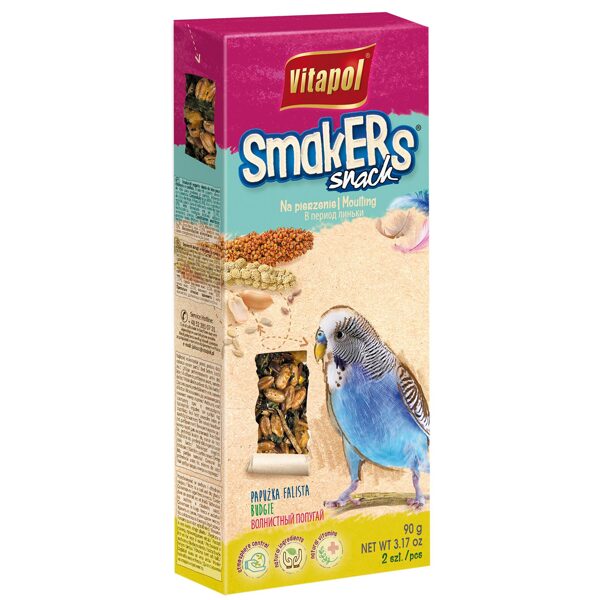 Vitapol Smakers moulting for budgies 2pcs 90g -  nūjiņas  viļņainajiem papagaiļiem spalvu mešanas periodā